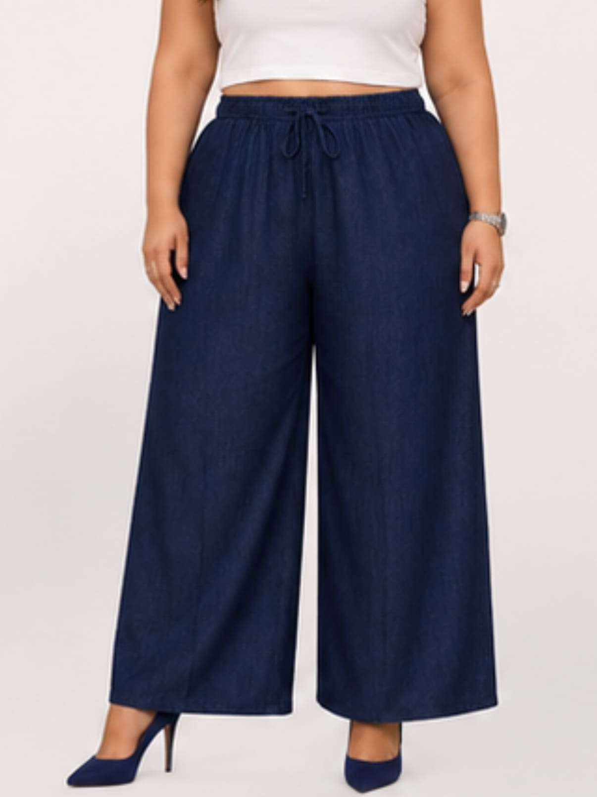 Women Dark Blue Solid  Palazzo Pants | ZENIT