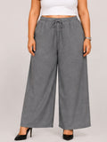 Women Grey Solid Wide  Palazzo Pants | SHINE