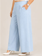 Women Solid Wide Leg Denim Palazzo