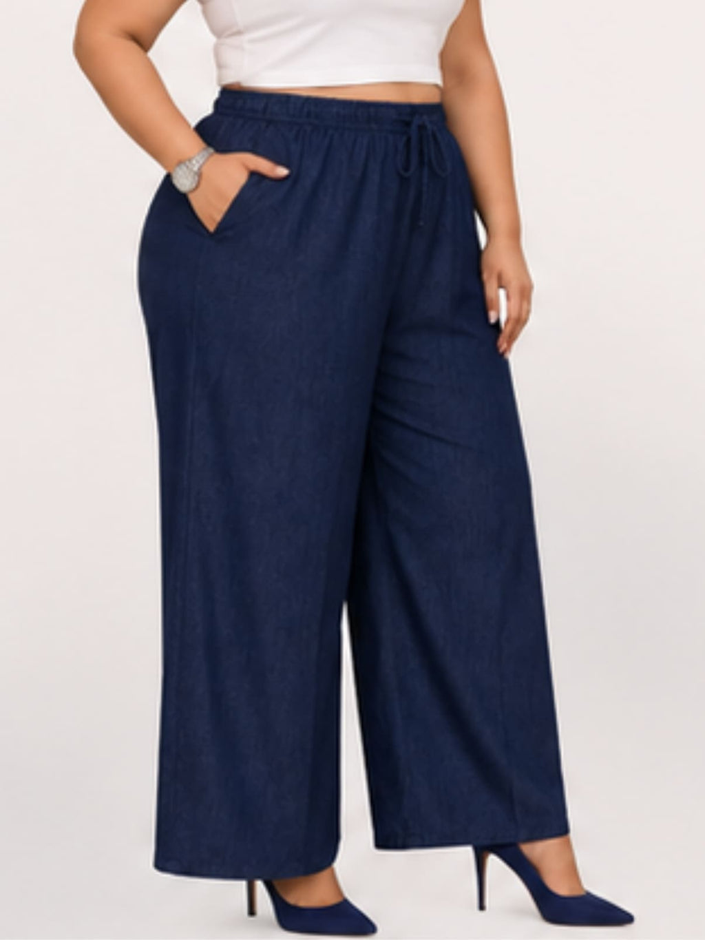 Women Dark Blue Solid  Palazzo Pants | ZENIT
