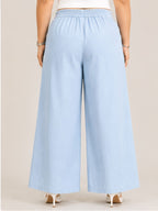 Women Solid Wide Leg Denim Palazzo