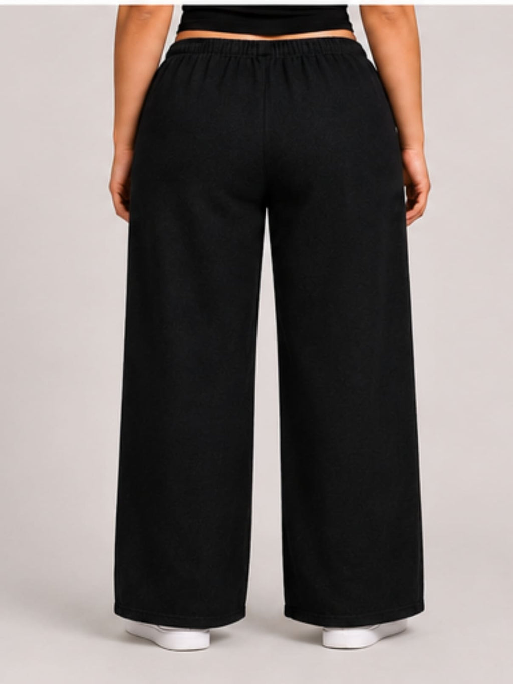 Women Black Solid Wide Leg Drawstring Palazzo Pants | BLAIS