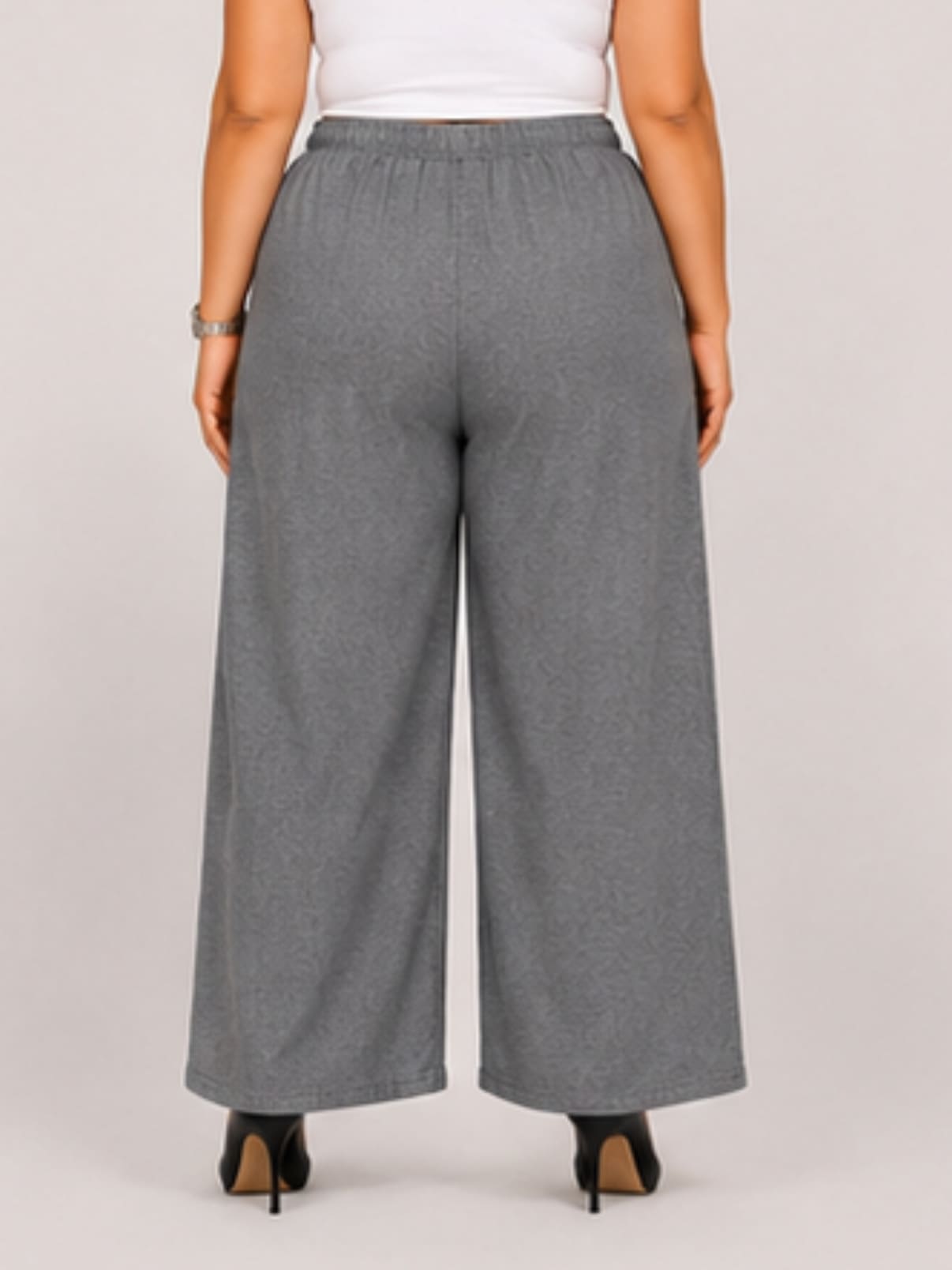 Women Grey Solid Wide  Palazzo Pants | SHINE