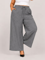 Women Grey Solid Wide  Palazzo Pants | SHINE