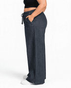 Women Wide Denim Leg Pants with Elasticated Waist | TINTAA