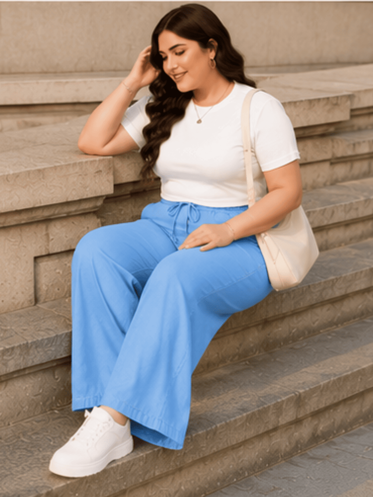 Women  Solid Wide Leg Drawstring Palazzo Pants | DEASK