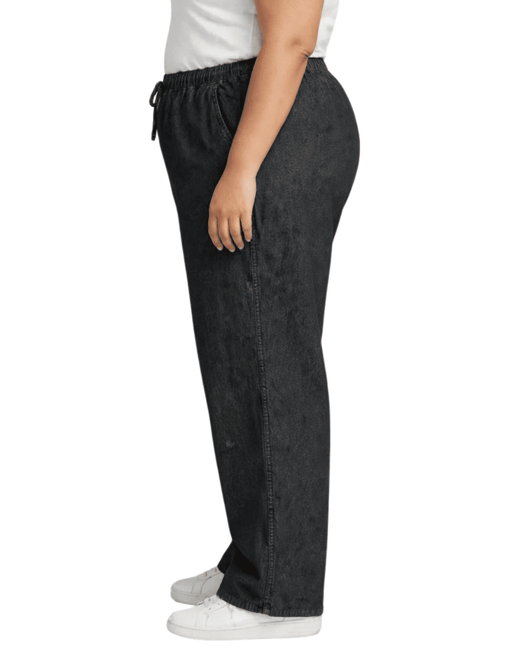 Women Wide Denim Leg Pants with Elasticated Waist | ZIKKA