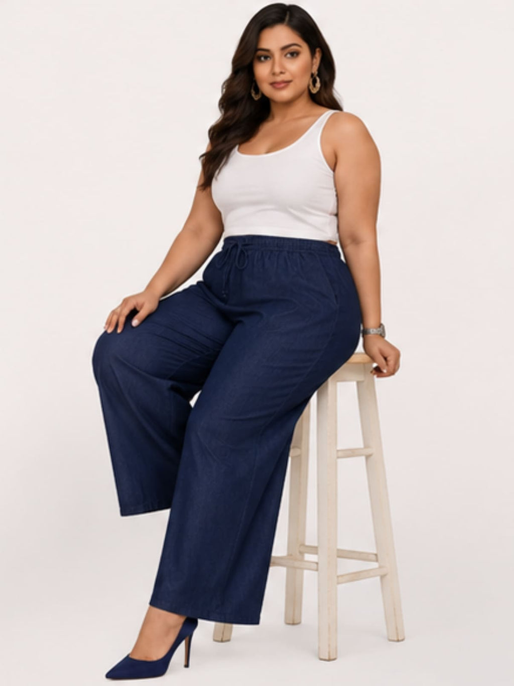 Women Dark Blue Solid  Palazzo Pants | ZENIT