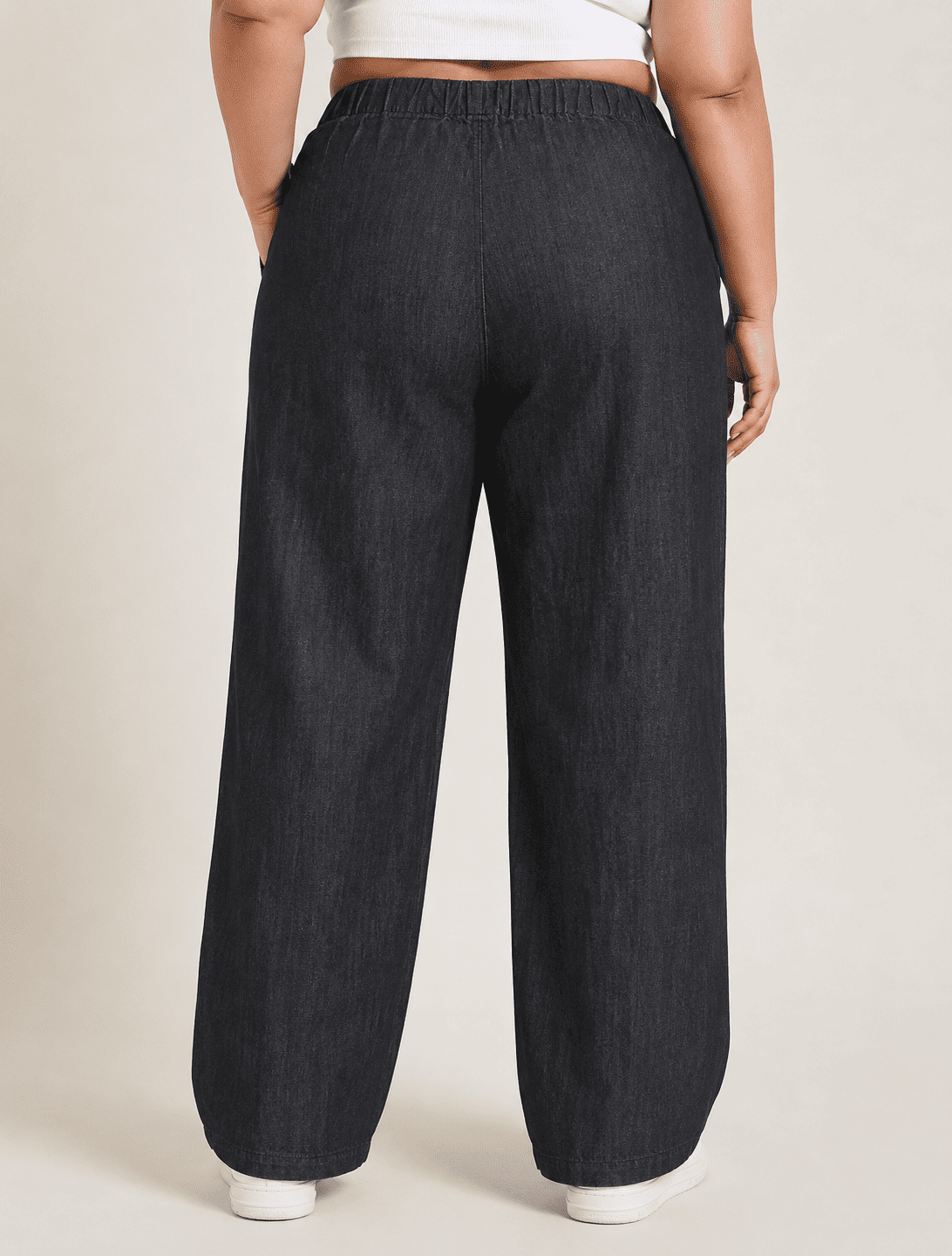 Women Black Solid Wide Leg Drawstring Palazzo Pants | BLAIS