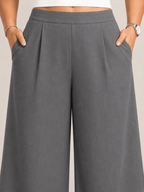 Women Solid Wide Leg Denim Palazzo