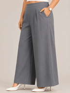 Women Solid Wide Leg Denim Palazzo