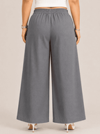 Women Solid Wide Leg Denim Palazzo