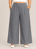 Women Solid Wide Leg Denim Palazzo