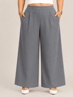 Women Solid Wide Leg Denim Palazzo