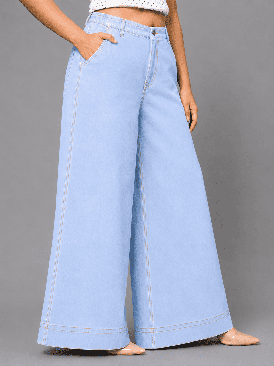 Women Wide Leg Denim Palazzo Jeans | PEARL