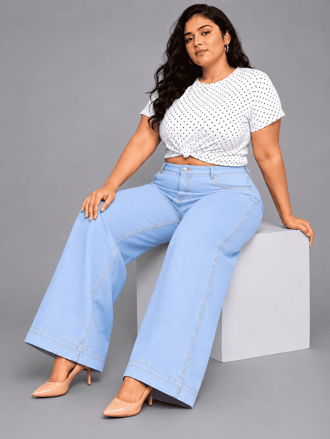 Women Wide Leg Denim Palazzo Jeans | PEARL