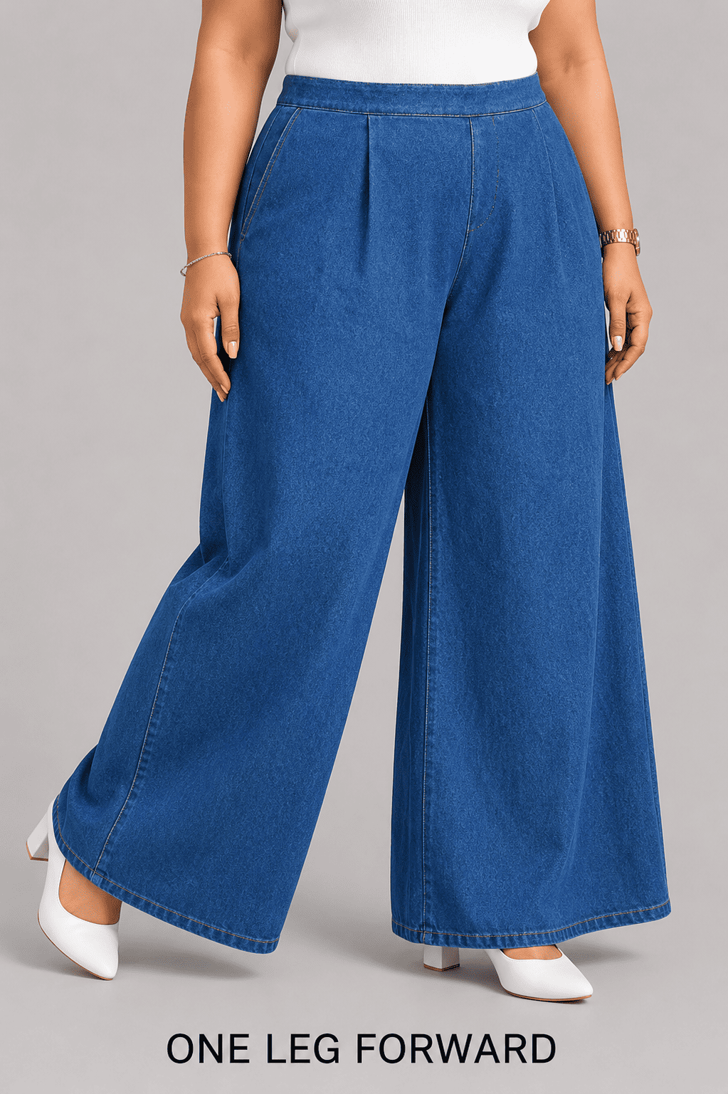 Women Wide Leg Denim Palazzo Pants