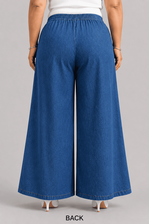 Women Wide Leg Denim Palazzo Pants