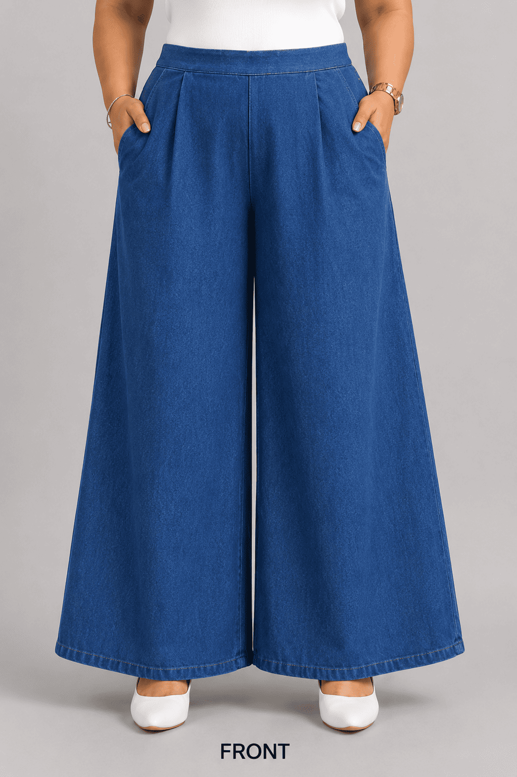 Women Wide Leg Denim Palazzo Pants