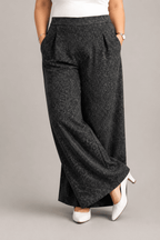 Women Solid Wide Leg Print Denim Palazzo