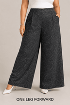 Women Solid Wide Leg Print Denim Palazzo