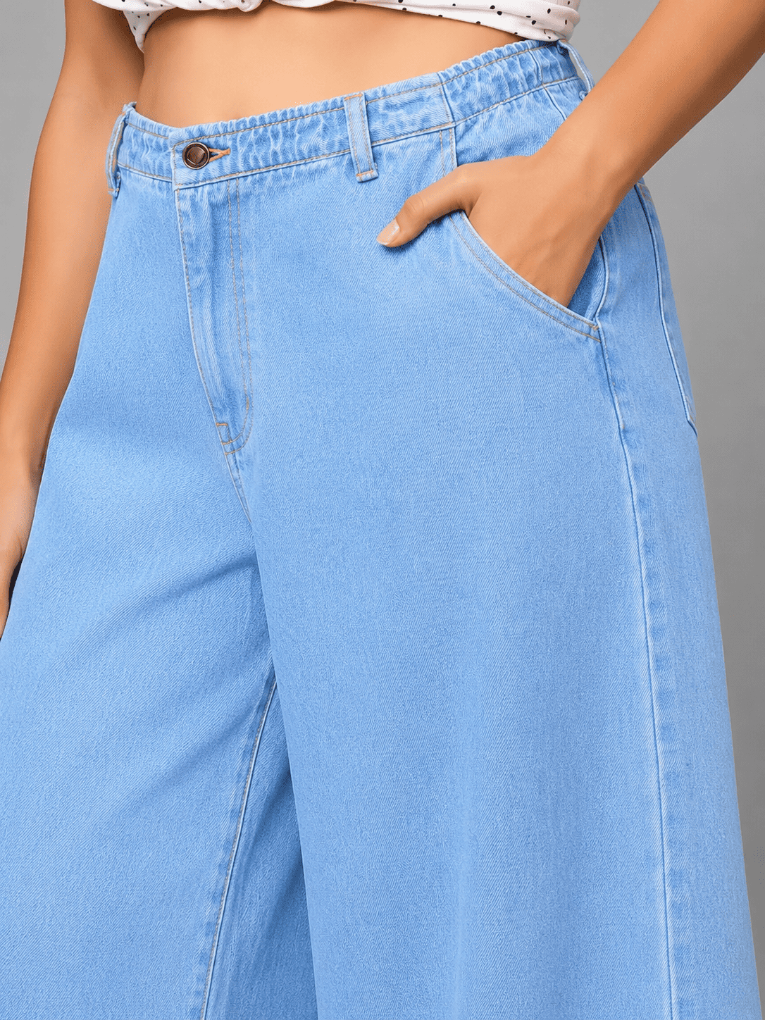 Women Wide Leg Denim Palazzo Jeans
