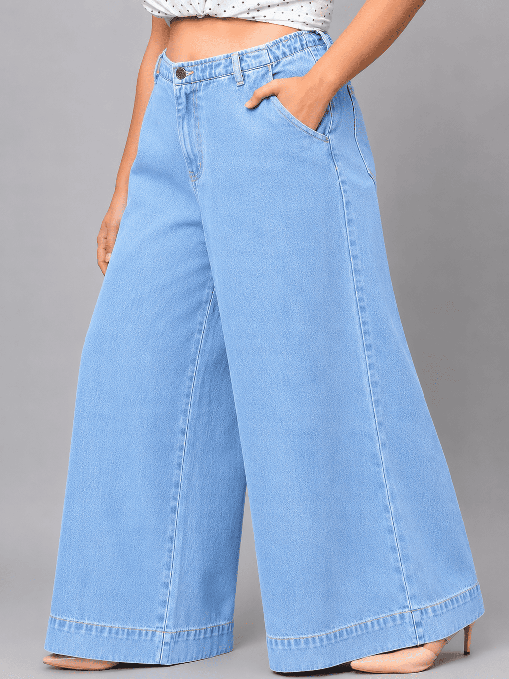 Women Wide Leg Denim Palazzo Jeans