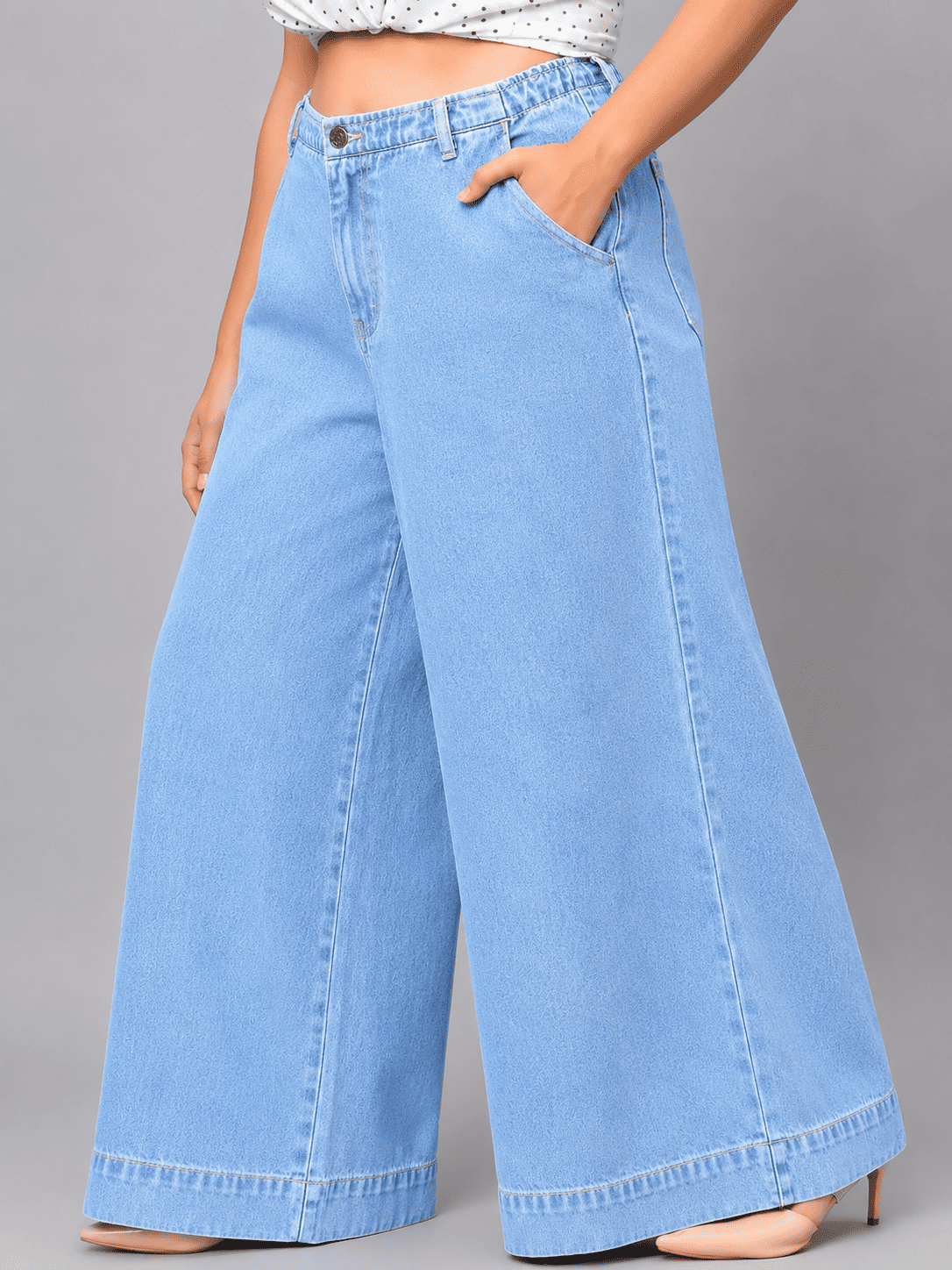 Women Wide Leg Denim Palazzo Jeans