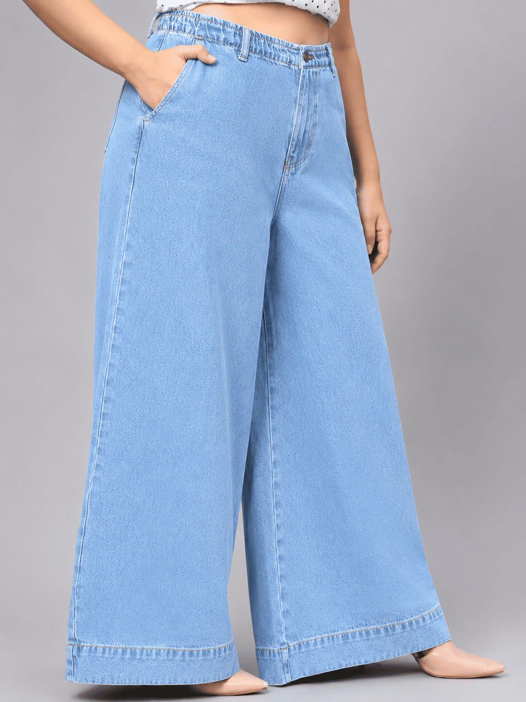 Women Wide Leg Denim Palazzo Jeans