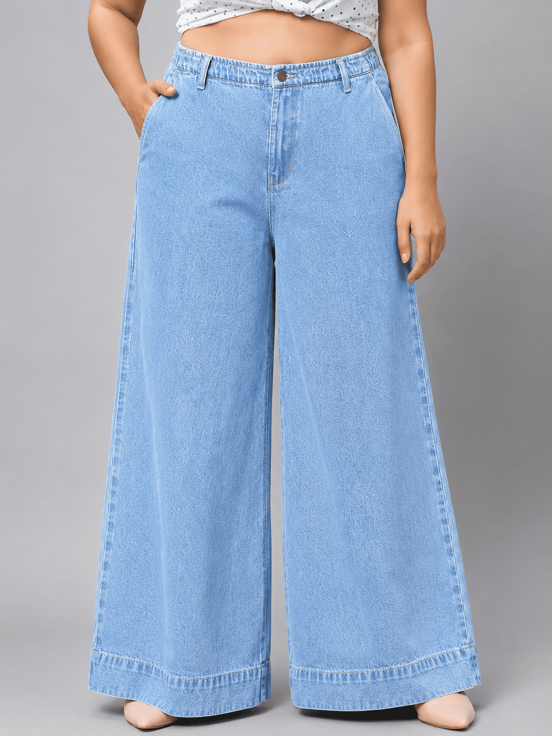 Women Wide Leg Denim Palazzo Jeans