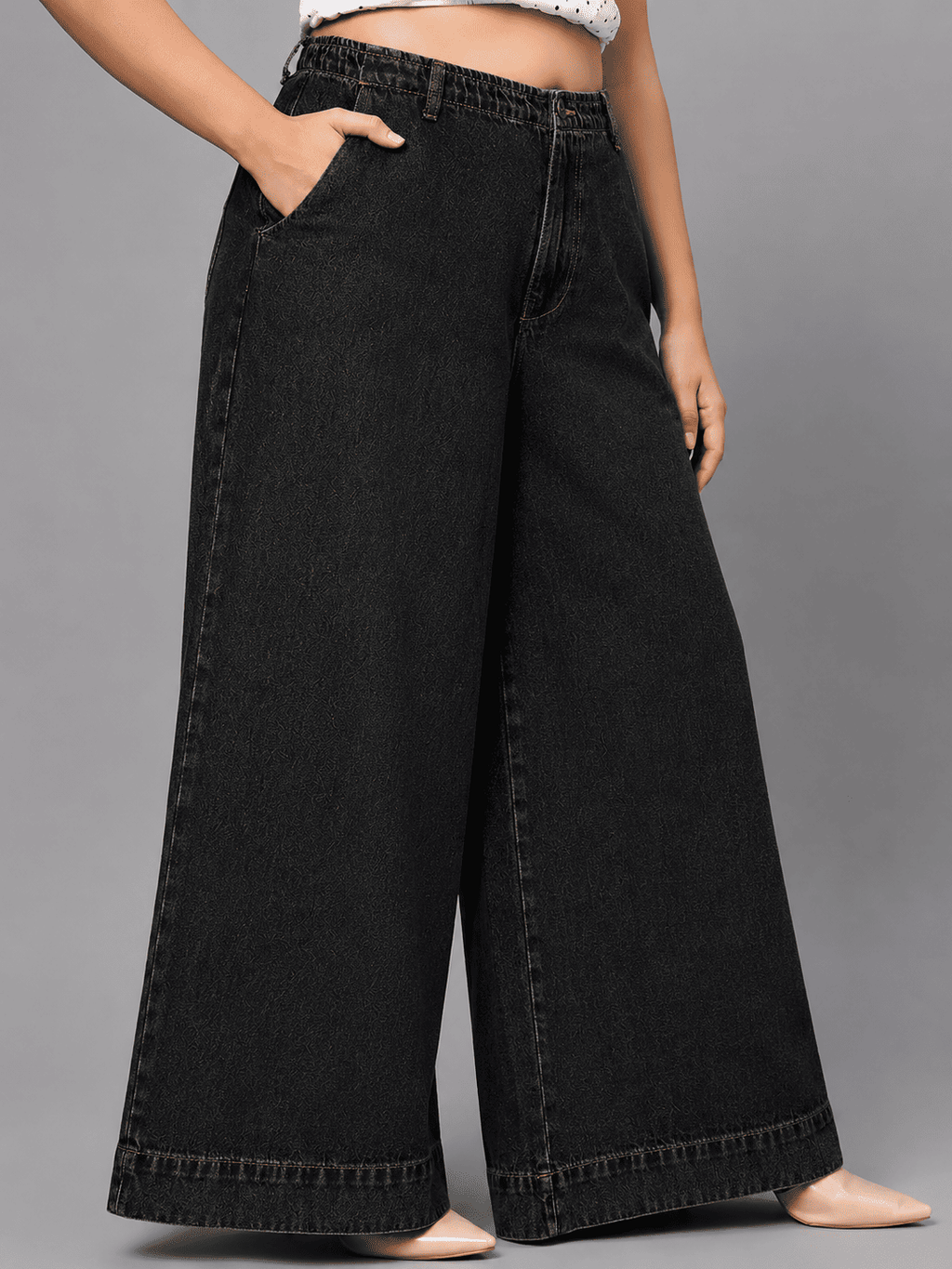 Women Wide Leg Denim Palazzo Jeans