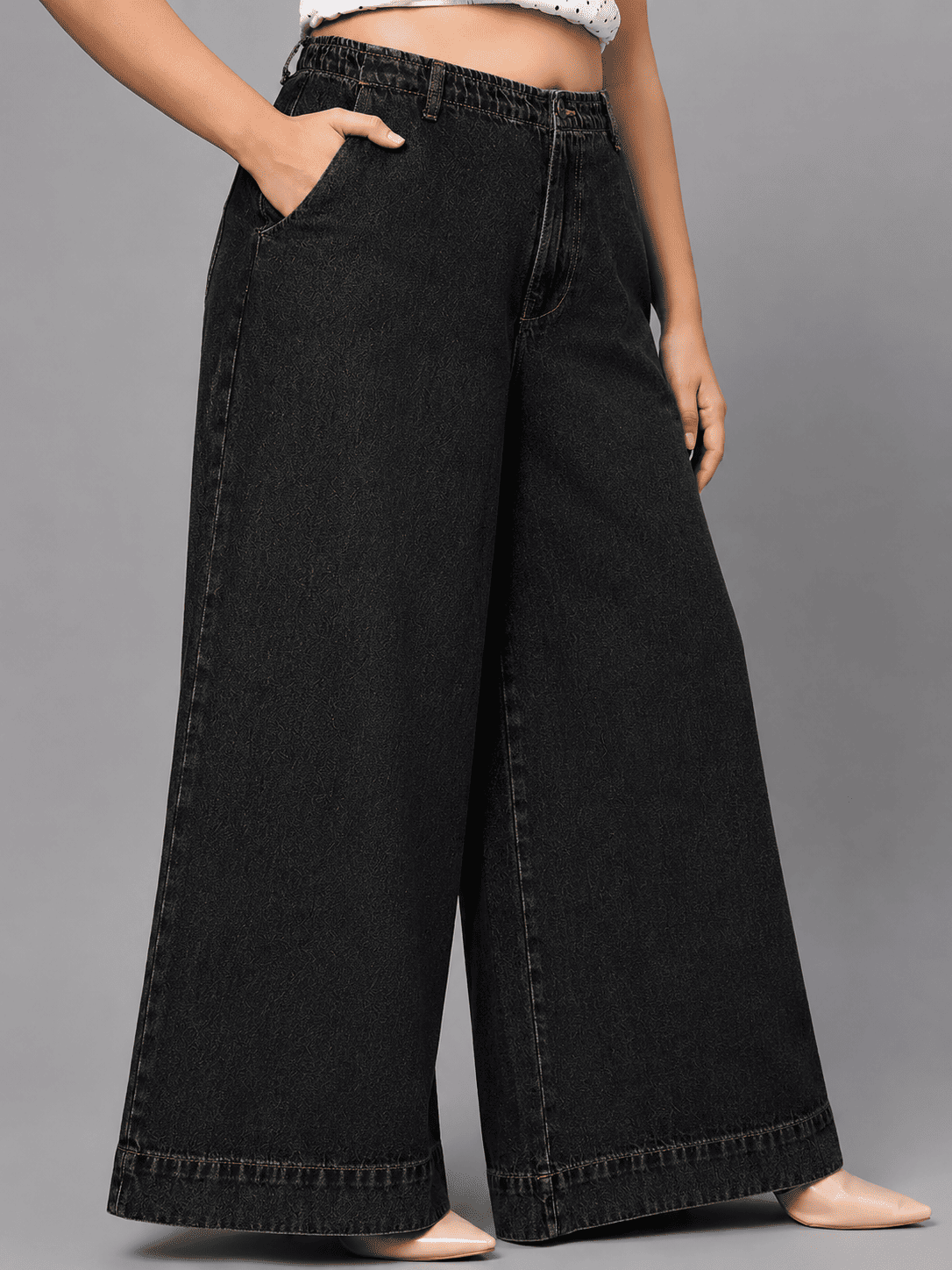 Women Wide Leg Denim Palazzo Jeans