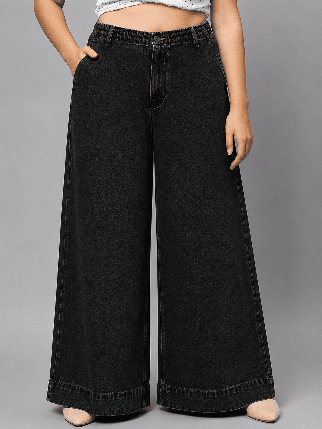 Women Wide Leg Denim Palazzo Jeans