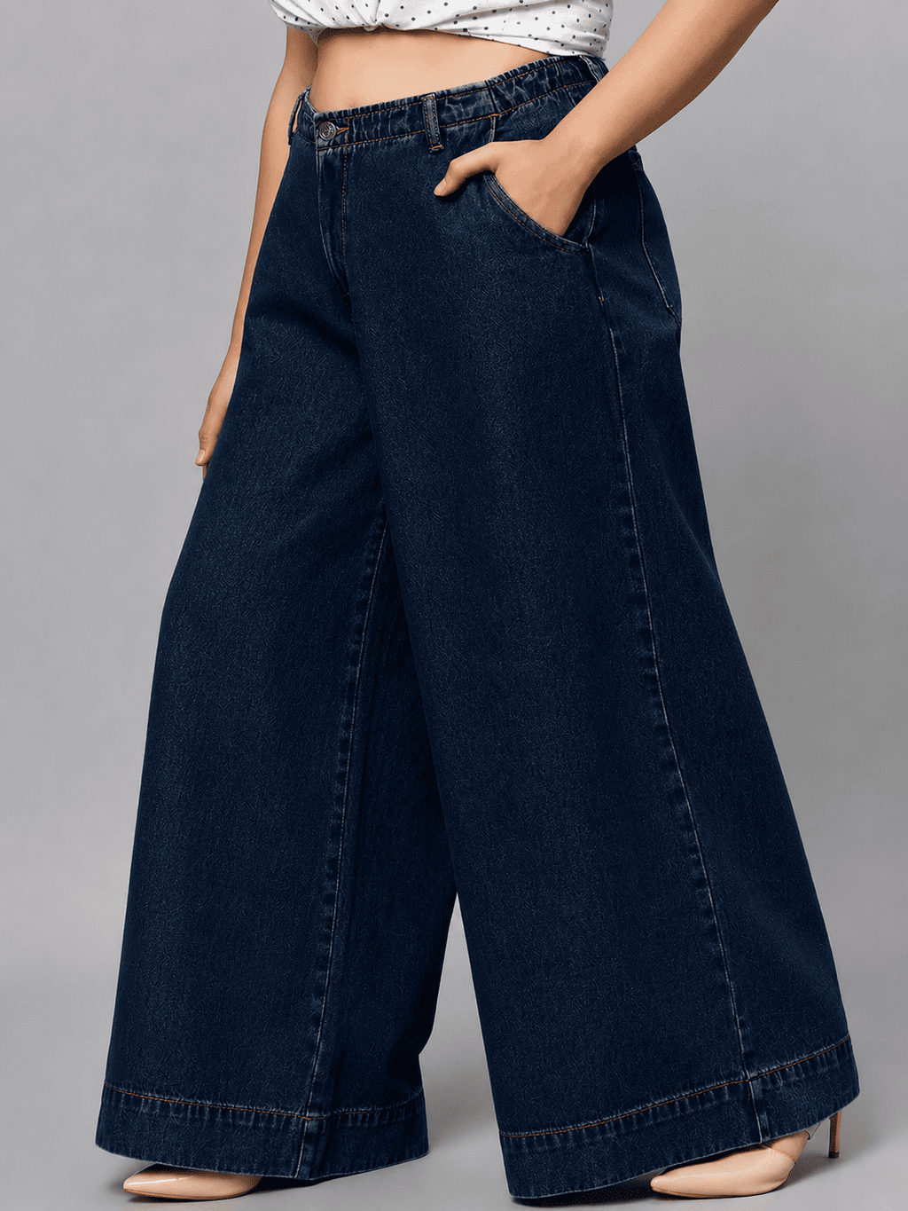 Women Wide Leg Denim Palazzo Jeans