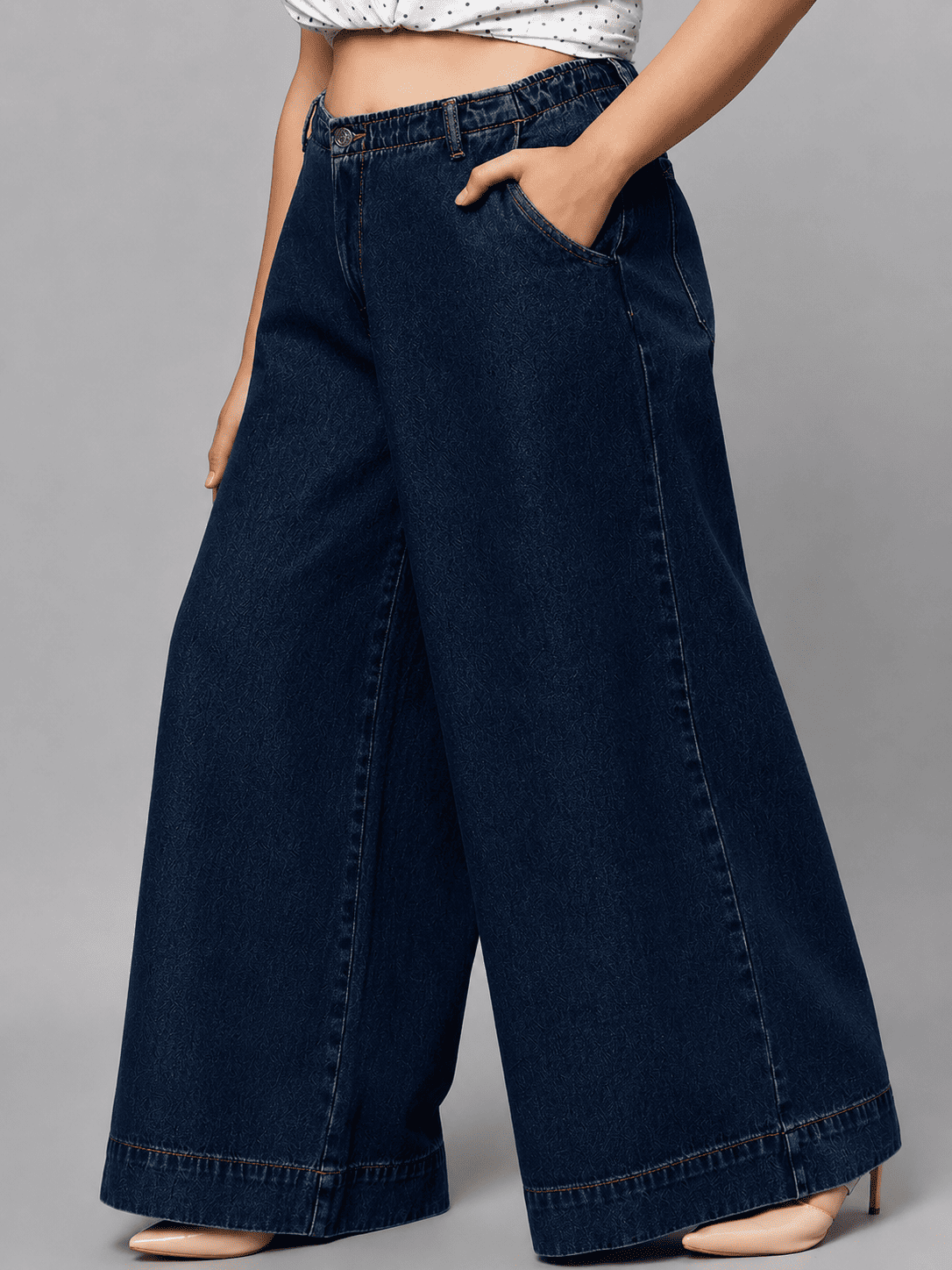 Women Wide Leg Denim Palazzo Jeans