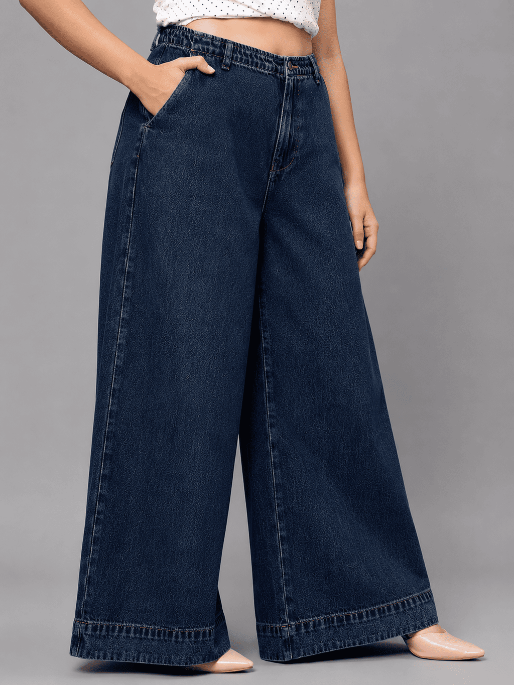 Women Wide Leg Denim Palazzo Jeans