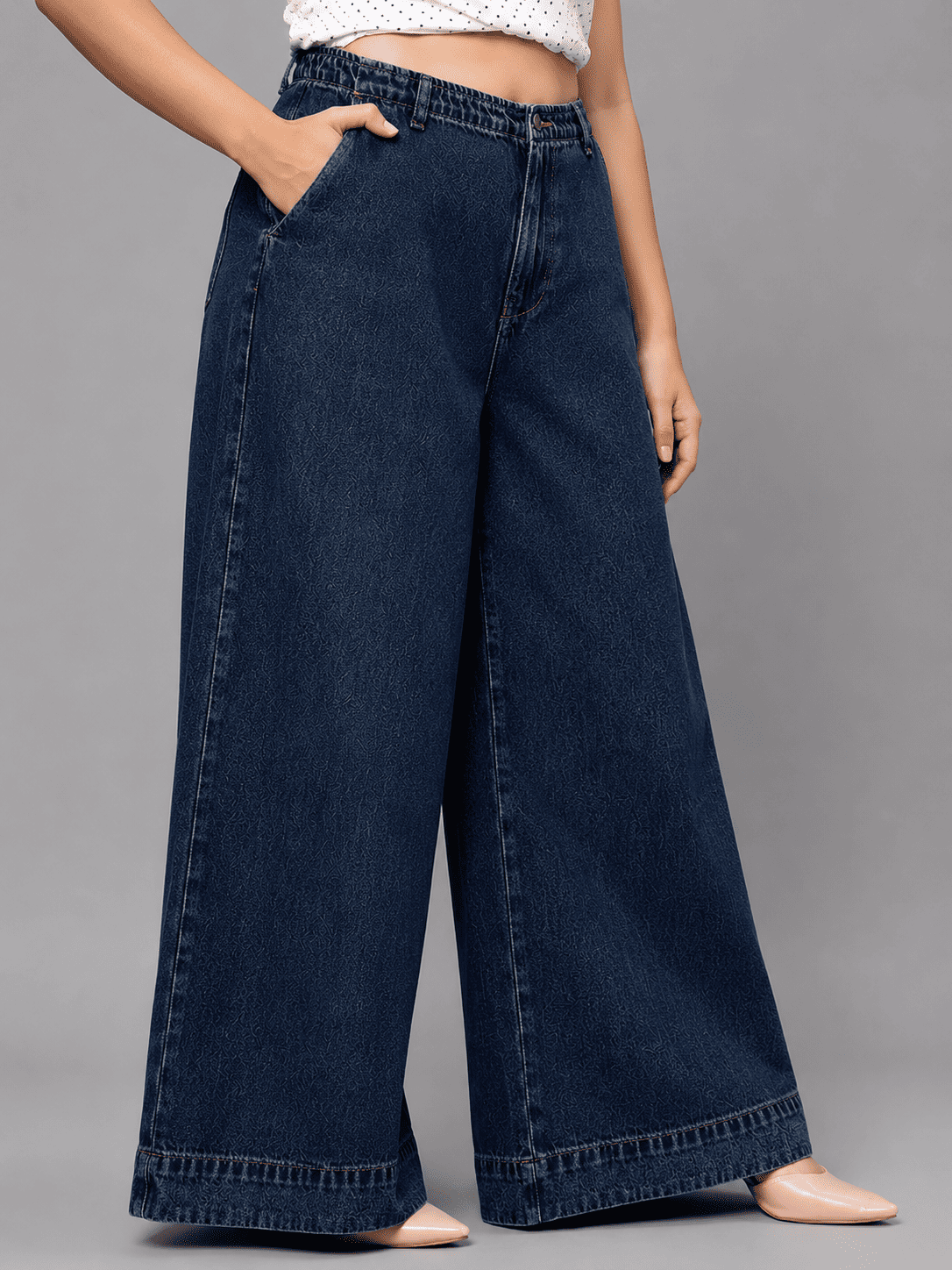 Women Wide Leg Denim Palazzo Jeans