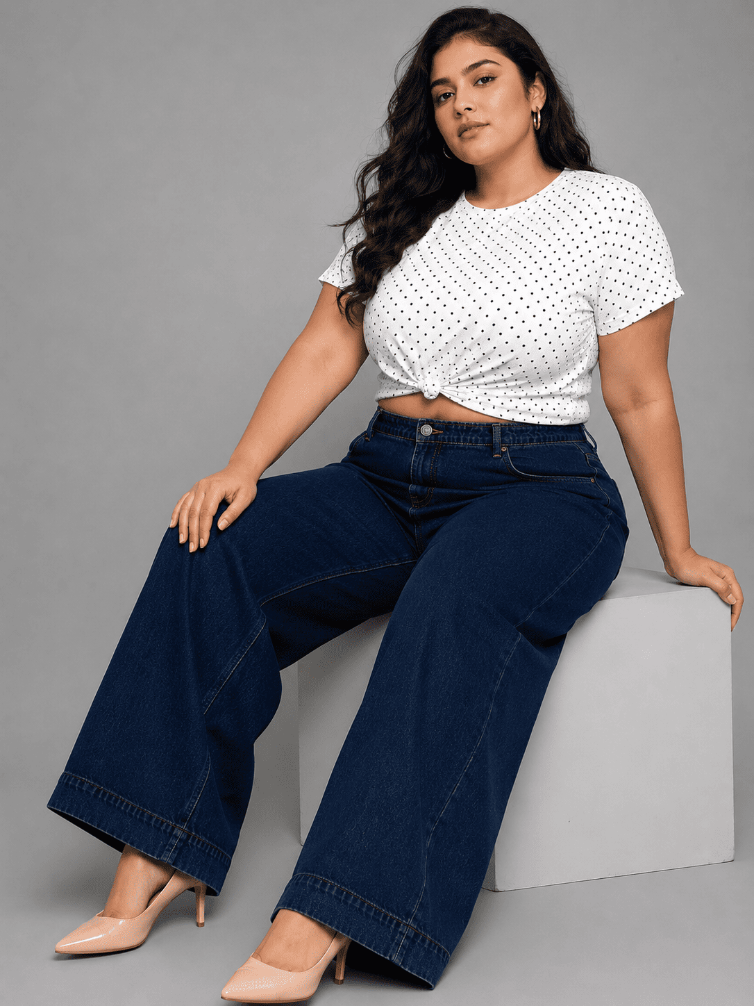 Women Wide Leg Denim Palazzo Jeans
