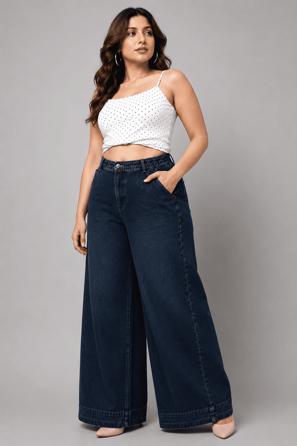 Women Wide Leg Denim Palazzo Jeans