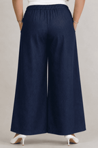 Women Solid Wide Leg Denim Palazzo Pant