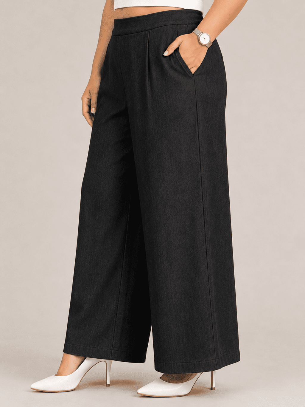 Women Wide Leg Denim Palazzo Pant