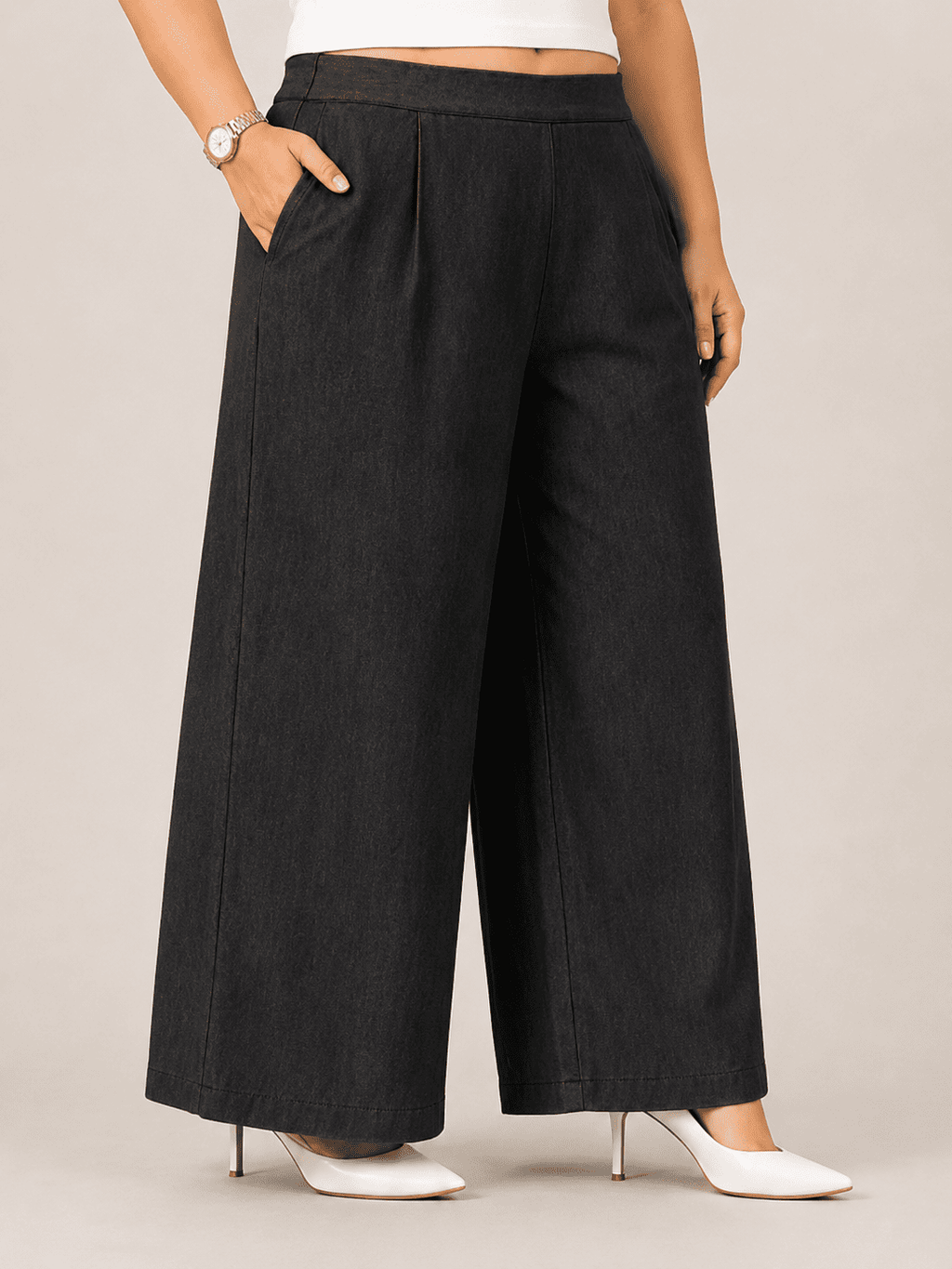 Women Wide Leg Denim Palazzo Pant