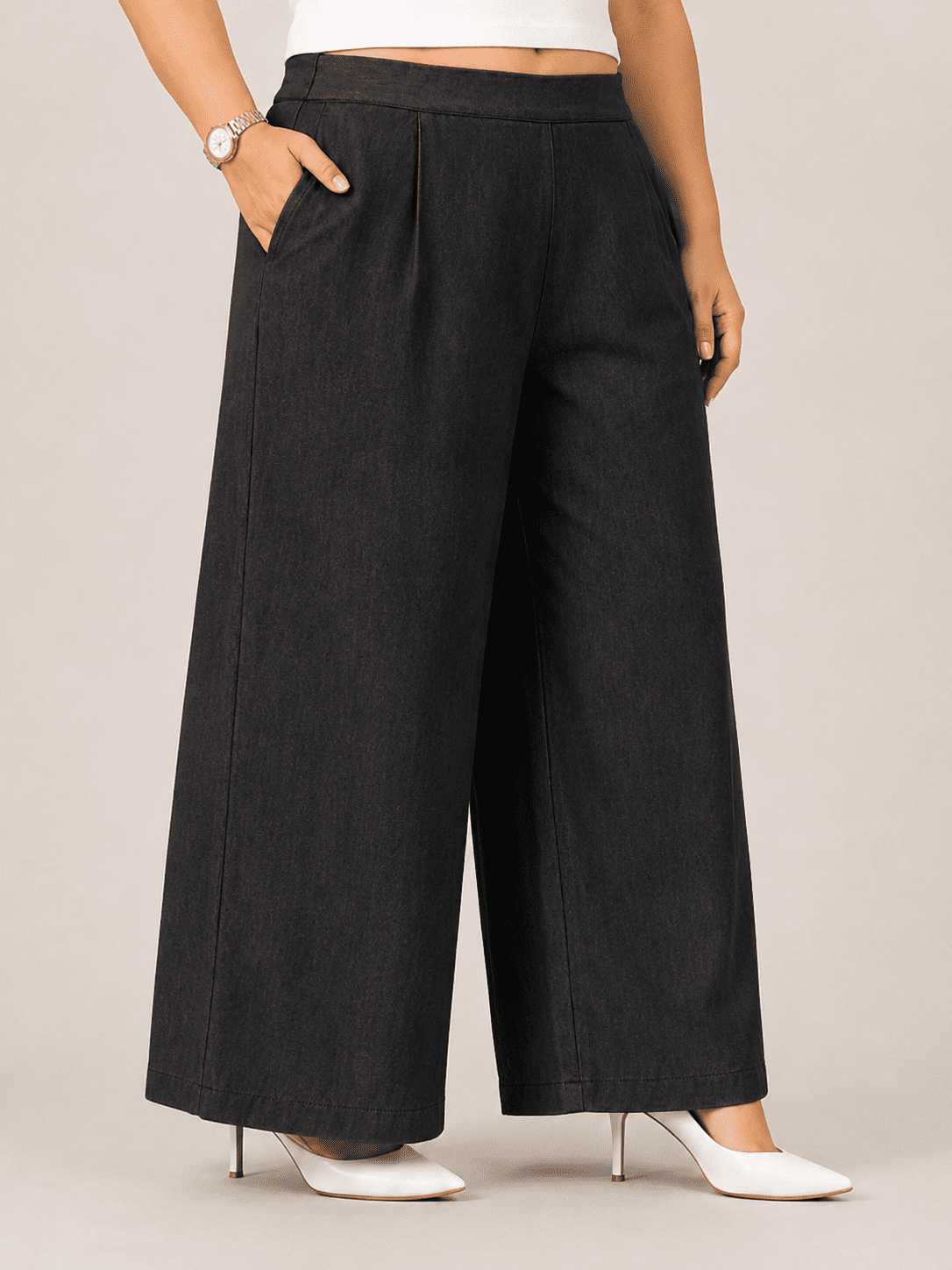 Women Wide Leg Denim Palazzo Pant