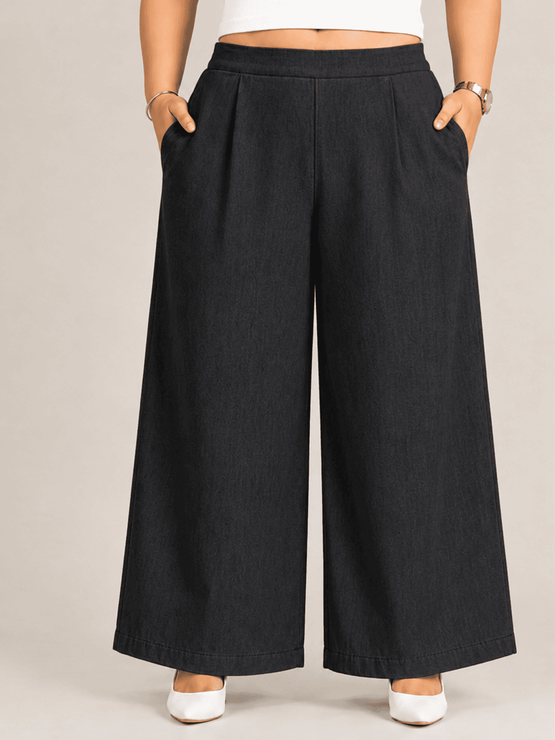 Women Wide Leg Denim Palazzo Pant