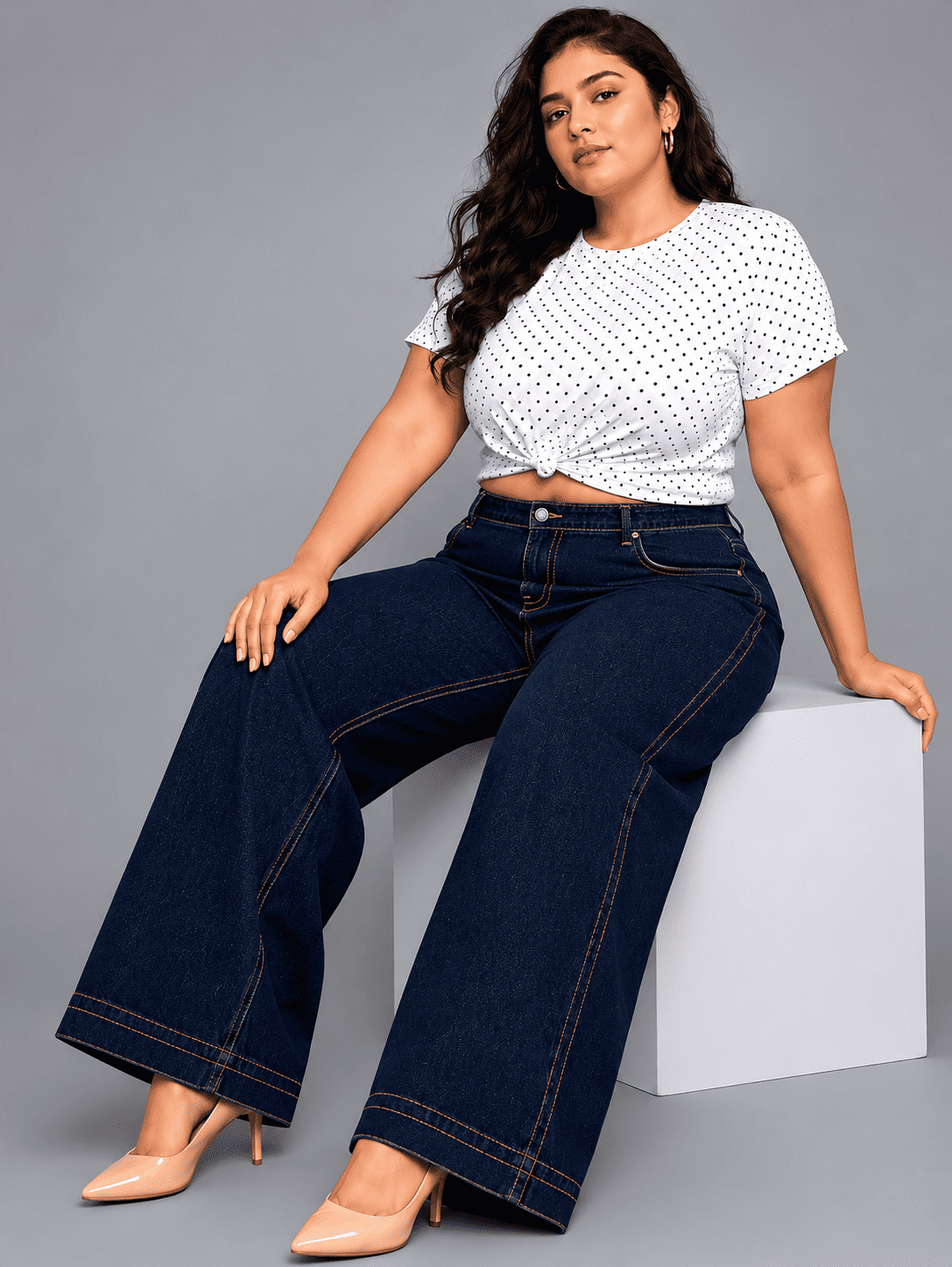 Women Wide Leg Denim Palazzo Jeans | ANGEL