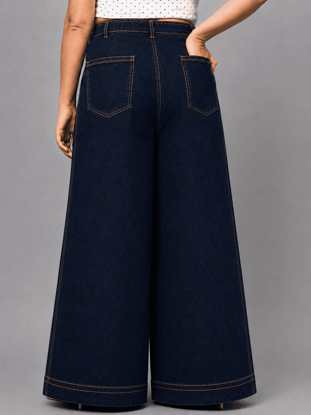 Women Wide Leg Denim Palazzo Jeans | ANGEL
