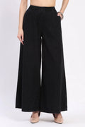 High-Rise Wide Leg Elasticated Denim Palazzo Jeans