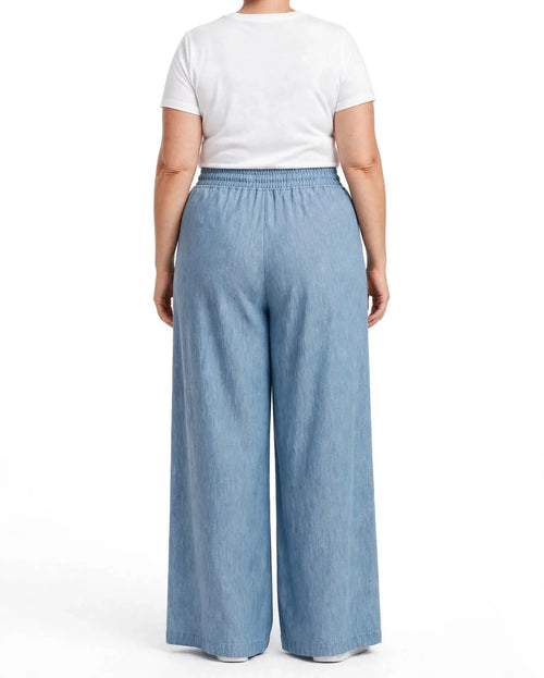 Women Blue Solid Wide  Palazzo Pants | WFPB