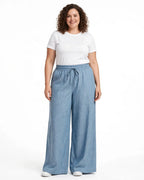 Women Blue Solid Wide  Palazzo Pants | WFPB