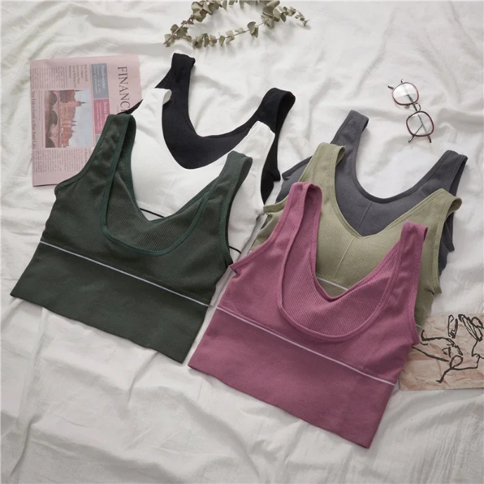 Letter Sports Bras Women Push Up Solid Sports Bra